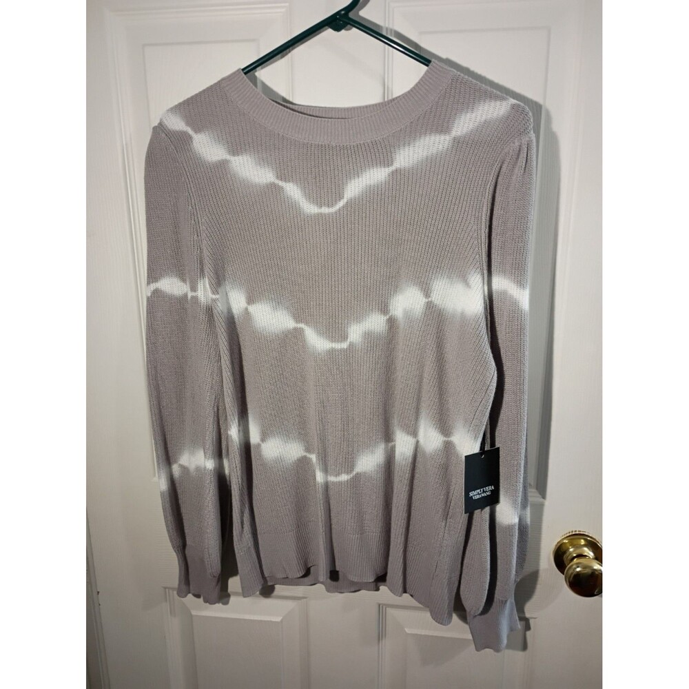 Simply Vera Woman M Grey White Tie Dye Pullover Sweater casual comfort norm core